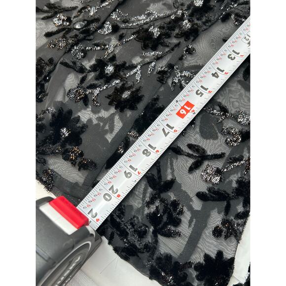 VTG Top Women SZ 10 y2K Black Burnout Velvet 90s  Whimsigoth Sheer Witchy Event - Picture 6 of 10